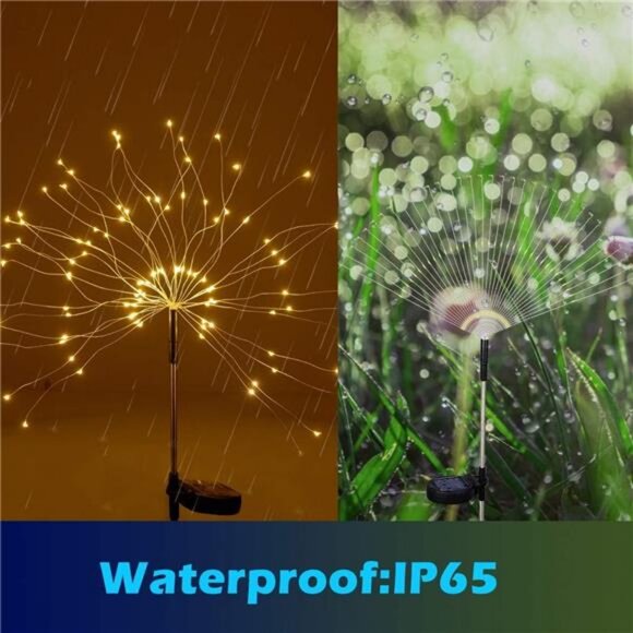 Garden-Decorative-Lights, Solar Firework Lights 105 LED-Powered 35 Copper Wires - Picture 4 of 7
